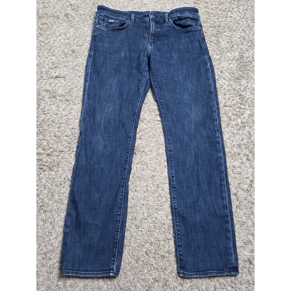 HUGO BOSS Men's Jeans 34x32 Blue Stretch Denim Medium Dark Wash Straight Pants